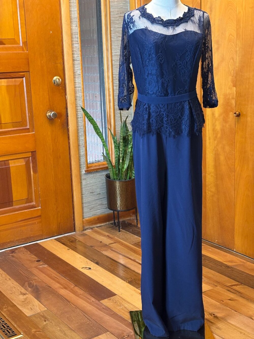 Navy Blue Lacy Pantsuit